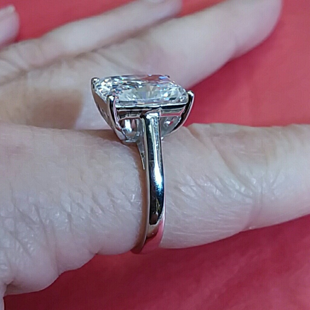 SOLD 6 CARAT RADIANT CUT CZ RING - Picture 3 of 8